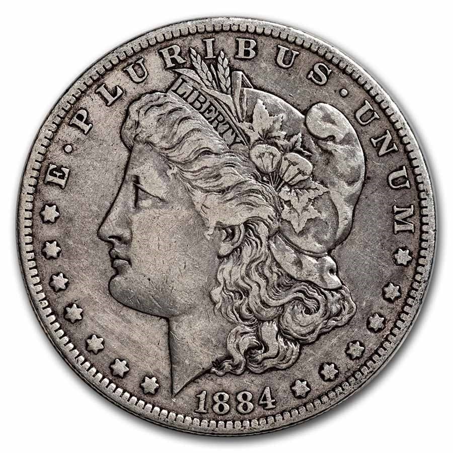 1884-O Morgan Dollar XF: 1884-O Morgan Dollar XF Product ID: 9230 Year: 1884 Grade: Extra Fine Grade Service: None Denomination: $1.00 Mint Mark: O - New Orleans Metal Content: 0.7734 troy oz Purity: .90