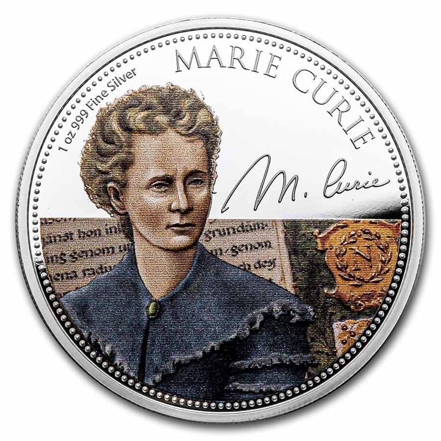 2022 Niue 1 oz Silver $2 Women in History: Marie Curie: 2022 Niue 1 oz Silver $2 Women in History: Marie Curie Product ID: 254012 Year: 2022 Grade: Proof Grade Service: None Denomination: $2.00 Mint Mark: Not Shown Metal Content: 1 troy oz