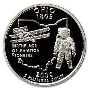 2002-S Ohio State Quarter Gem Proof: 2002-S Ohio State Quarter Gem Proof RBJ no: 47075 Year: 2002 Grade: Gem Proof Grade Service: None Denomination: 25 Cents Mint Mark: S - San Francisco Metal Content: 0 troy oz Pur