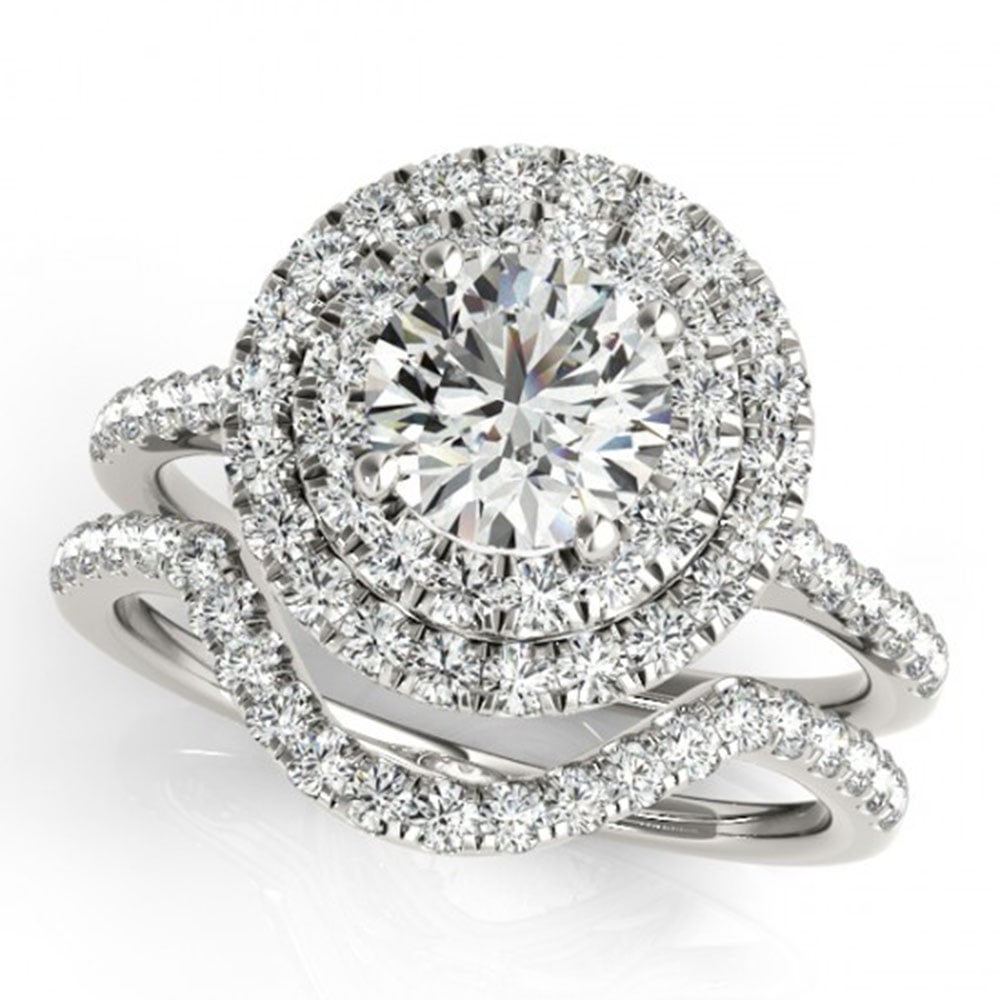 1.45 ctw Certified VS/SI Diamond 2pc Set Solitaire Halo 14k White Gold: 1.45 ctw Certified VS/SI Diamond 2pc Set Solitaire Halo 14k White Gold Item: Diamond Wedding Ring Total Gem weight: 1.45 carats Metal: Solid 14k White Gold Gold Product Weight: Approx. 6.2 grams