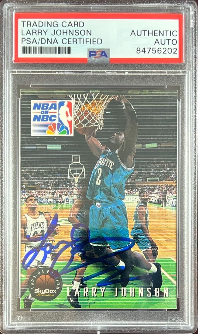 Larry Johnson auto signed 1993 SkyBox #4 card Charlotte Hornets PSA Encapsulated: Larry Johnson auto signed 1993 SkyBox #4 card Charlotte Hornets PSA Encapsulated Larry Johnson auto signed 1993 SkyBox #4 card Charlotte Hornets PSA Encapsulated RBJ no:7368949825624