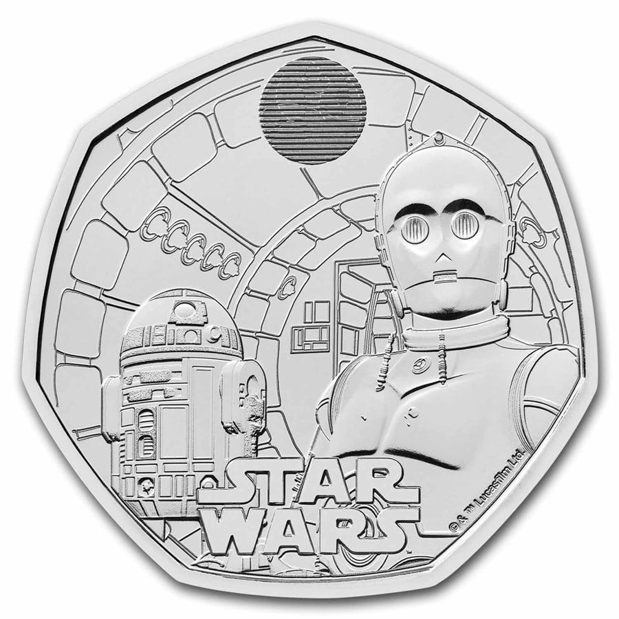 2023 Great Britain Star Wars: R2-D2 and C-3PO 50p BU Coin: 2023 Great Britain Star Wars: R2-D2 and C-3PO 50p BU Coin RBJ no: 280566 Year: 2023 Grade: Brilliant Unc Grade Service: None Denomination: 50 Pence Mint Mark: Not Shown Metal Content: 0 t