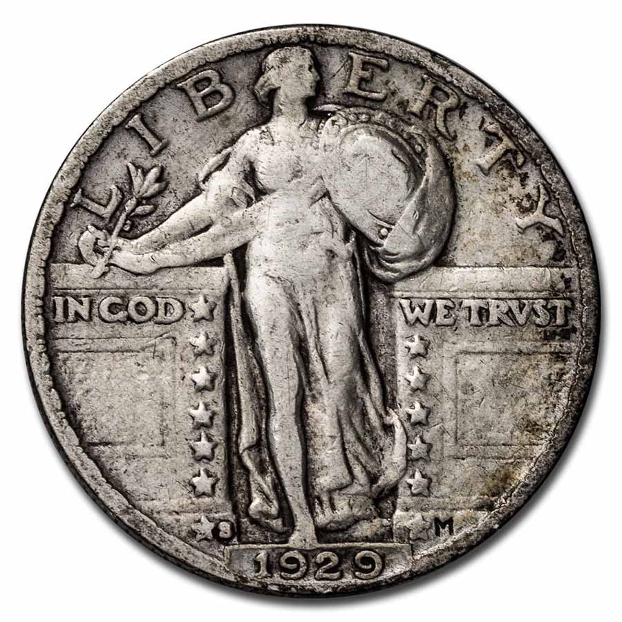 1929-S Standing Liberty Quarter Fine: 1929-S Standing Liberty Quarter Fine RBJ no: 18860 Year: 1929 Grade: Fine Grade Service: None Denomination: $0.25 Mint Mark: S - San Francisco Metal Content: 0.1788 troy oz Purit