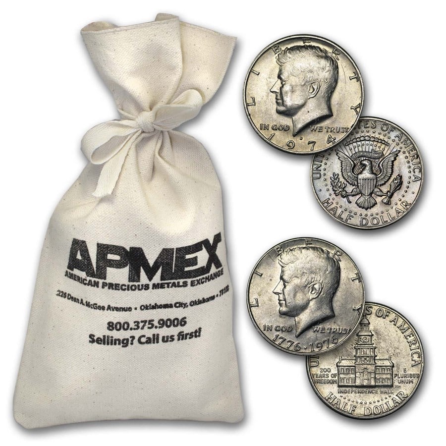 1971-Date Clad Kennedy Half-Dollar $100 Face Value Bag XF-AU: 1971-Date Clad Kennedy Half-Dollar $100 Face Value Bag XF-AU Product ID: 191479 Year: 1971-1999 Grade: Extra Fine or Better Grade Service: None Denomination: 50 Cents Mint Mark: Varies Me