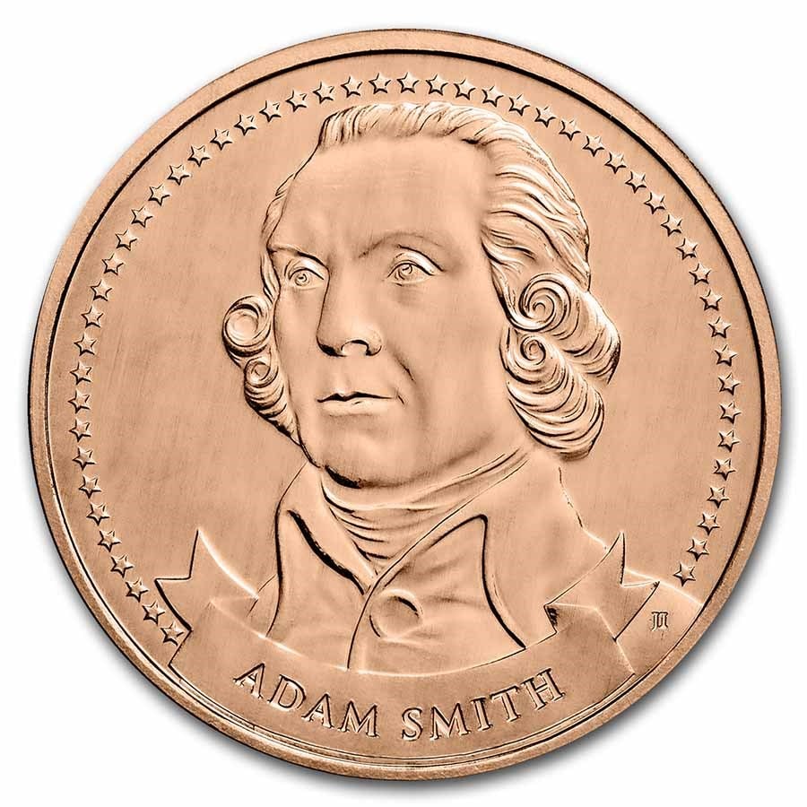 1 oz Cu Round - Founders of Liberty: Adam Smith | Free Enterprise: 1 oz Cu Round - Founders of Liberty: Adam Smith | Free Enterprise Product ID: 253761 Grade: None Grade Service: None Mint Mark: N/A - Not Available Metal Content: 1 troy oz Purity: .999 D