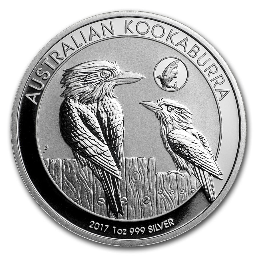 2017 Australia 1 oz Silver Kookaburra BU (Shark Privy): 2017 Australia 1 oz Silver Kookaburra BU (Shark Privy) Product ID: 155681 Year: 2017 Grade: Brilliant Unc Grade Service: None Denomination: $1.00 Dollar Mint Mark: P - Perth Metal Content