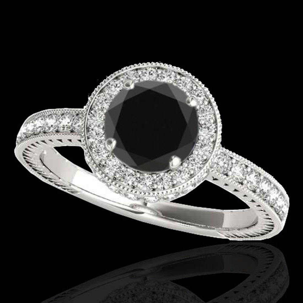 1.51 ctw Certified VS Black Diamond Solitaire Halo Ring 10k White Gold: 1.51 ctw Certified VS Black Diamond Solitaire Halo Ring 10k White Gold Item: Diamond Wedding Ring Total Gem weight: 1.51 carats Metal: Solid 10k White Gold Gold Product Weight: Approx. 4.3 grams