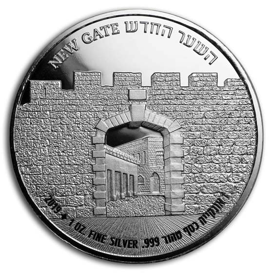2019 Israel 1 oz Silver Proof - Gates of Jerusalem (New Gate): 2019 Israel 1 oz Silver Proof - Gates of Jerusalem (New Gate) Product ID: 193844 Year: 2019 Grade: None Grade Service: None Mint Mark: Holy Land Mint Metal Content: 1 troy oz Purity: .999