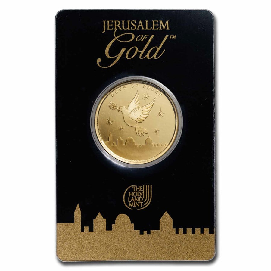 1/2 oz Gold Round - Holy Land Mint Dove of Peace (2023, In Assay): 1/2 oz Gold Round - Holy Land Mint Dove of Peace (2023, In Assay) Product ID: 278103 Year: 2023 Grade: None Grade Service: Assay Card Mint Mark: Not Shown Metal Content: 0.5 troy oz Purit