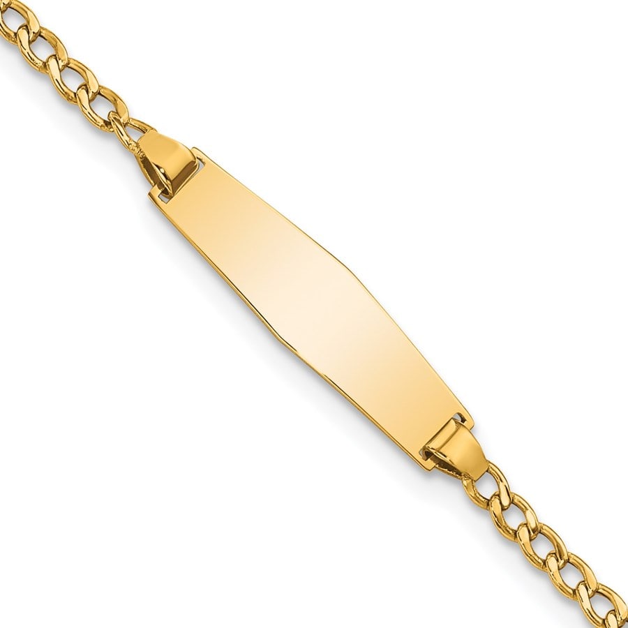 14K Yellow Gold Diamond Shape Cuban ID Bracelet - 5.5 in.: 14K Yellow Gold Diamond Shape Cuban ID Bracelet - 5.5 in. Product Id: 266019 Metal: Gold Purity: 14K Finish: Polished Length Of Item: 5.5 in Chain Type: Curb Chain Length: 5.5 in