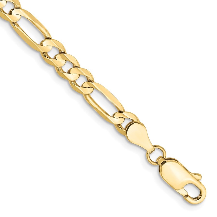 10K Yellow Gold 4.5mm Concave Open Figaro Chain - 9 in.: 10K Yellow Gold 4.5mm Concave Open Figaro Chain - 9 in. Product Id: 264866 Metal: Gold Purity: 10K Finish: Polished Length Of Item: 9 in Chain Type: Figaro Chain Length: 9 in Cha