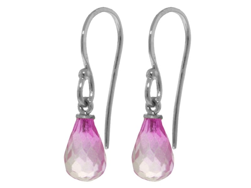 2.7 CTW 14K Solid White Gold Fish Hook Earrings Pink Topaz: 2.7 CTW 14K Solid White Gold Fish Hook Earrings Pink Topaz Product Code: 2994-W Brand: Fine Jewelry Condition: Never Worn Metal: White Gold Size and Fit: 0.29in (7.4mm) 1.75in (44.5mm) Feel pretty