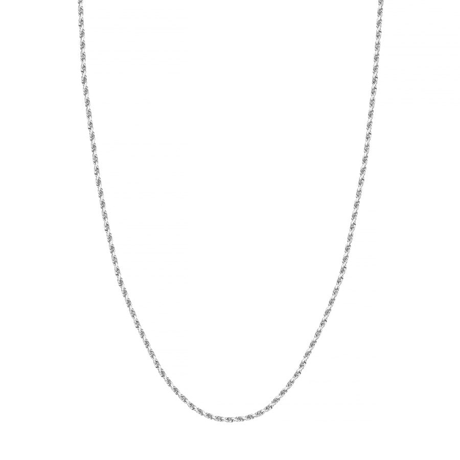 10K White Gold 2.15 mm DC Rope Chain with Lobster Clasp - 20in.: 10K White Gold 2.15 mm DC Rope Chain with Lobster Clasp - 20in. Product Id: 245964 Metal: Gold Purity: 10K Finish: Polished Length Of Item: 20in Chain Type: Rope Chain Width: 2.15mm <