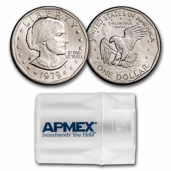 1979-S SBA 20-Coin Roll BU: 1979-S SBA 20-Coin Roll BU Product ID: 17184 Year: 1979 Grade: Brilliant Unc Grade Service: None Denomination: $1.00 Mint Mark: S - San Francisco Metal Content: 0 troy oz Purity: