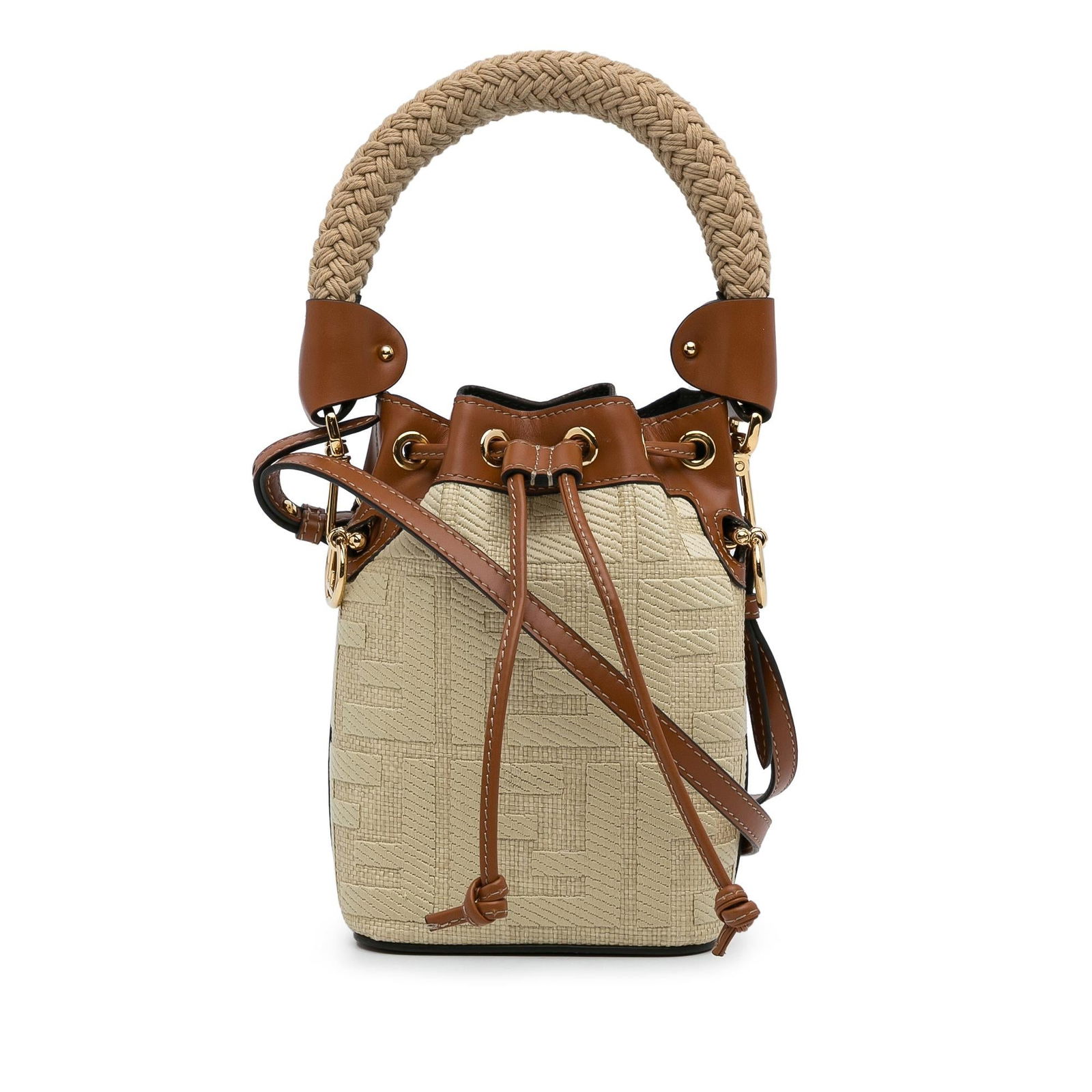 Fendi Mini Raffia Zucca Mon Tresor Bucket Bag: Fendi Mini Raffia Zucca Mon Tresor Bucket Bag Founded in 1925, the high Italian fashion house of Fendi is renowned for their quality, glamour, and uniquely-creative designs. Fendi?s FF logo print is m