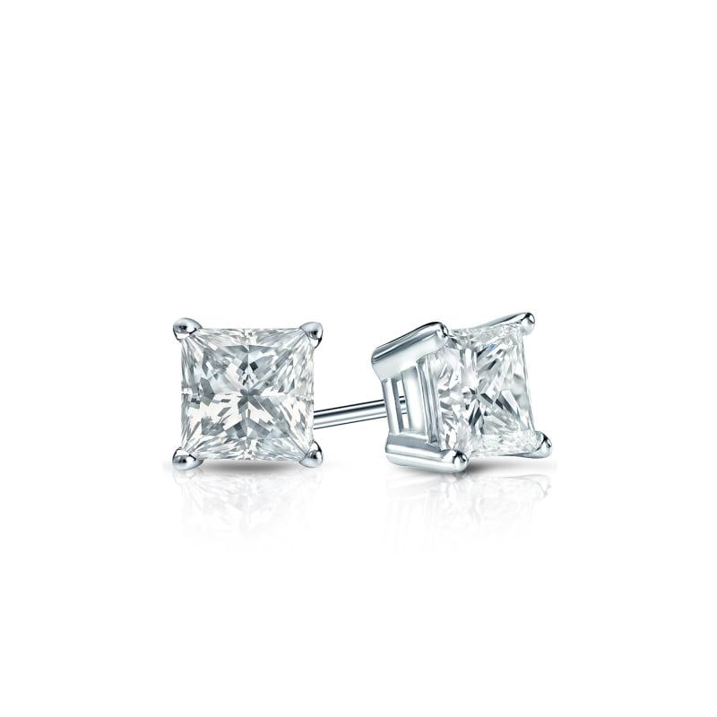 Natural 0.33 CTW Diamond Stud Earrings 18K White Gold: Natural 0.33 CTW Diamond Stud Earrings 18K White Gold Item No: PC033-EE11 Metal: 18K White Gold Setting: 4-Prong Basket Backing: Push Back, Screw Back Origin: Handcrafted in the USA DIAM