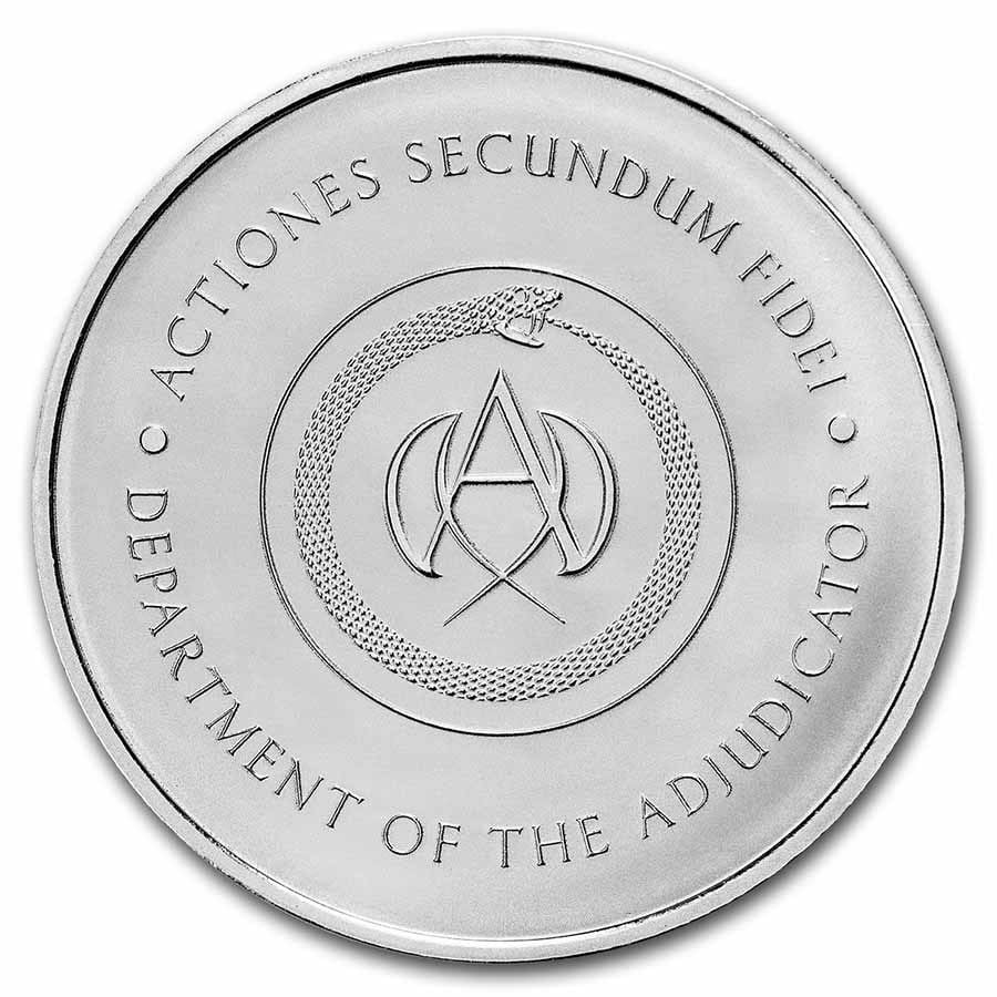John Wick 2 oz Silver Adjudicator Round: John Wick 2 oz Silver Adjudicator Round Product ID: 252839 Grade: None Grade Service: None Mint Mark: N/A - Not Available Metal Content: 2 troy oz Purity: .999 Diameter: 39 mm Ou