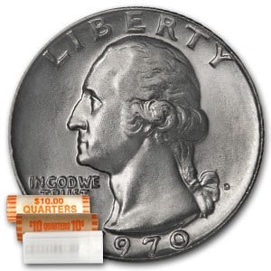 1970-D Washington Quarter 40-Coin Roll BU: 1970-D Washington Quarter 40-Coin Roll BU Product ID: 19150 Year: 1970 Grade: Brilliant Unc Grade Service: None Denomination: 25 Cents Mint Mark: D - Denver Metal Content: 0 troy oz <