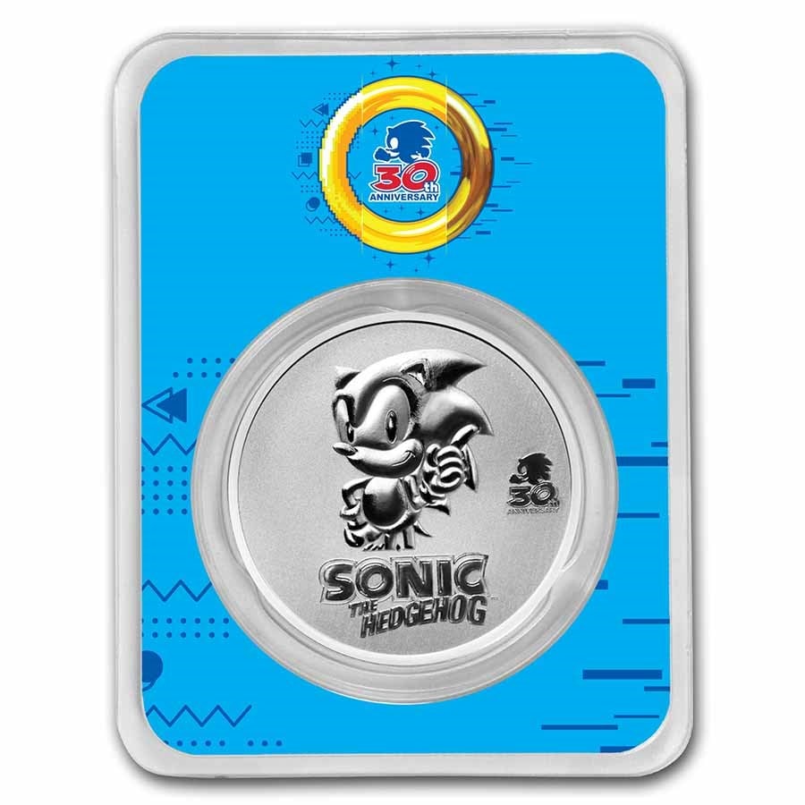 2021 Niue 1 oz Silver Sonic the Hedgehog 30th Anniversary (w/TEP): 2021 Niue 1 oz Silver Sonic the Hedgehog 30th Anniversary (w/TEP) Product ID: 233372 Year: 2021 Grade: Brilliant Unc Grade Service: None Denomination: 2 Dollars Mint Mark: Not Shown Metal