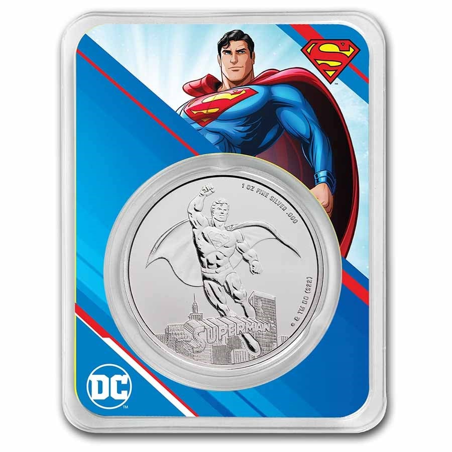 2023 Samoa 1 oz Silver DC Comics Superman BU (with TEP): 2023 Samoa 1 oz Silver DC Comics Superman BU (with TEP) Product ID: 263114 Year: 2023 Grade: Brilliant Unc Grade Service: None Denomination: 5 Dollars Mint Mark: Not Shown Metal Content: