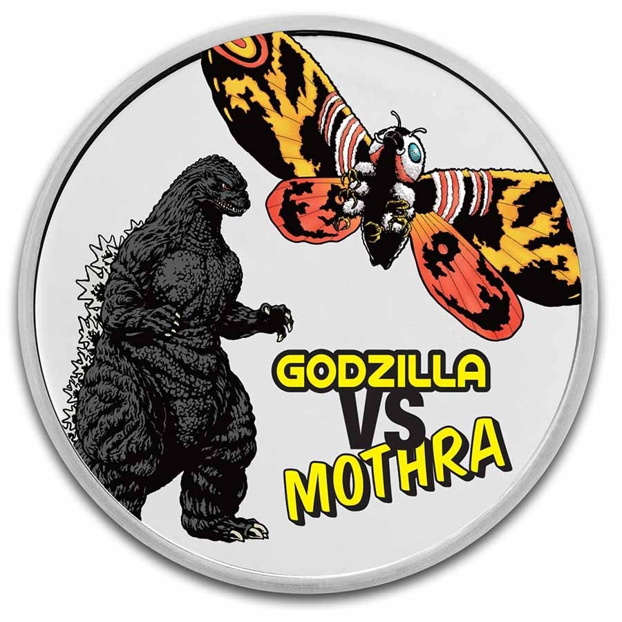 2023 Niue Colorized 2 oz Silver Mothra Coin: 2023 Niue Colorized 2 oz Silver Mothra Coin Product ID: 269765 Year: 2023 Grade: Brilliant Unc Grade Service: None Denomination: 5 Dollars Mint Mark: Not Shown Metal Content: 2 troy oz