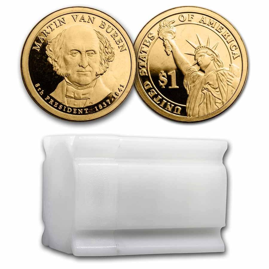 2008-S Martin Van Buren 20-Coin Presidential Dollar Roll PR: 2008-S Martin Van Buren 20-Coin Presidential Dollar Roll PR Product ID: 231273 Year: 2008 Grade: Proof Grade Service: None Denomination: $1.00 Mint Mark: S - San Francisco Metal Content: