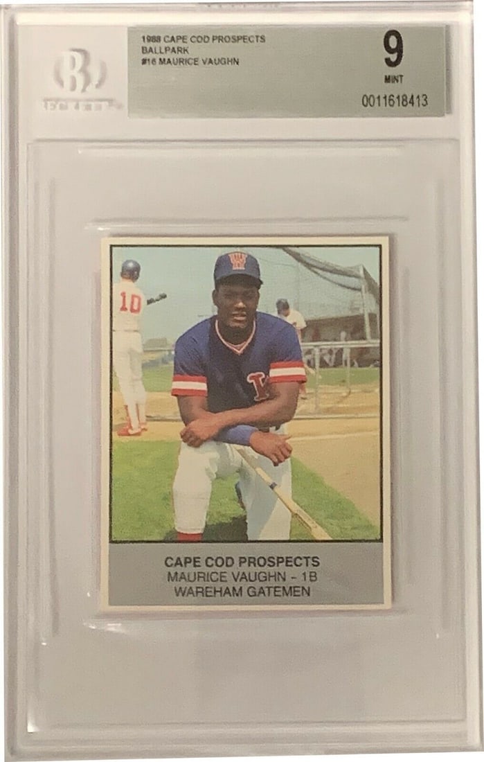 Mo Vaughn 1988 Cape Cod Prospects Ballpark Card #16- Beckett Graded 9 Mint: Mo Vaughn 1988 Cape Cod Prospects Ballpark Card #16- Beckett Graded 9 Mint Mo Vaughn 1988 Cape Cod Prospects Ballpark Card #16- Beckett Graded 9 Mint SKU: RBJ7357354901592