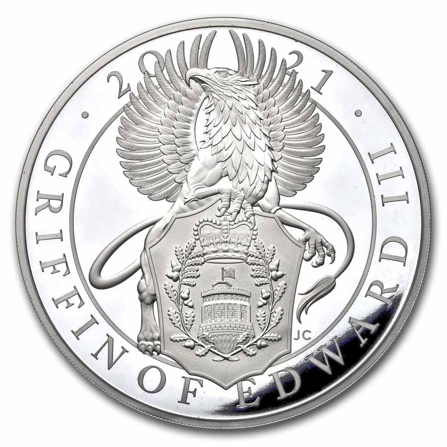 2021 GB 1 kilo Slvr Queen's Beast Griffin Prf (Missing outer box): 2021 GB 1 kilo Slvr Queen's Beast Griffin Prf (Missing outer box) Product ID: 285891 Year: 2021 Grade: Proof Grade Service: None Denomination: 1 Dollar Mint Mark: Not Shown Metal Content:
