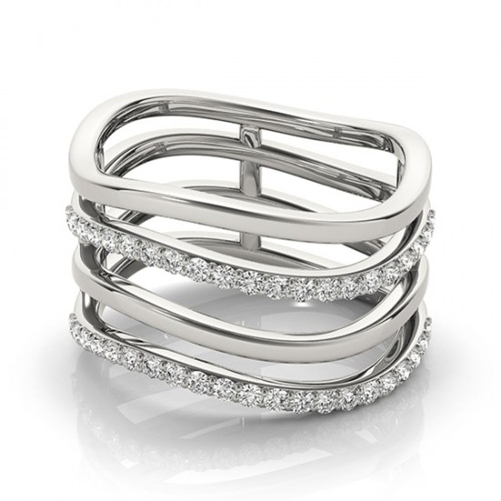0.55 ctw VS/SI Diamond Fashion Ring 18k White Gold: 0.55 ctw VS/SI Diamond Fashion Ring 18k White Gold Item: Diamond Wedding Ring Total Gem weight: 0.55 carats Metal: Solid 18k White Gold Gold Product Weight: Approx. 8.9 grams Jewelry Note: We