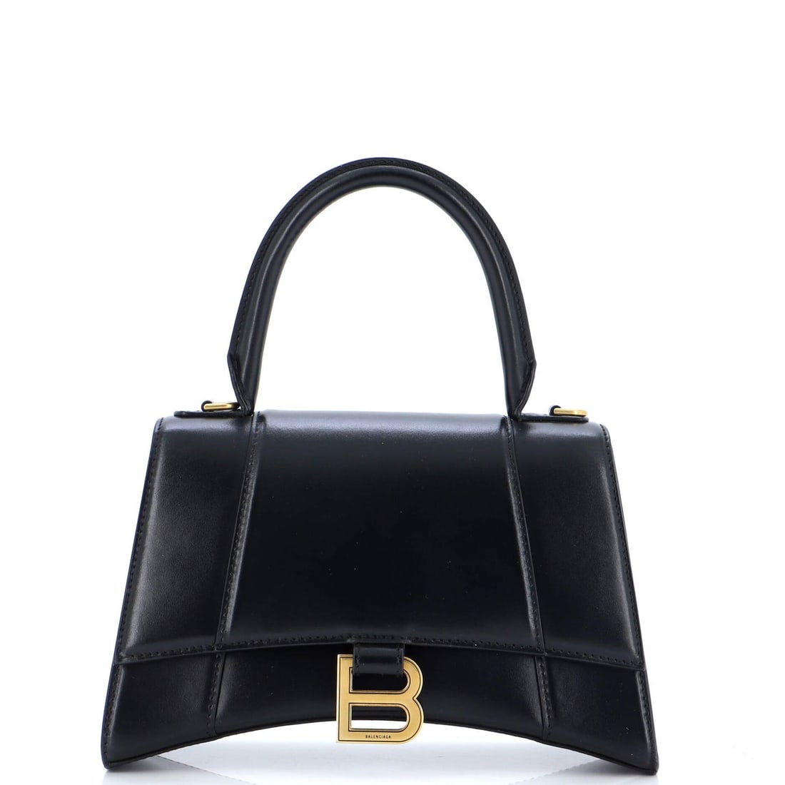 Balenciaga Hourglass Top Handle Bag Leather Small: Balenciaga Hourglass Top Handle Bag Leather Small Exterior Color: Black Interior Color: Black Exterior Material: Leather Interior Material: Leather Hardware Color: Aged Gold Accessories: No Access