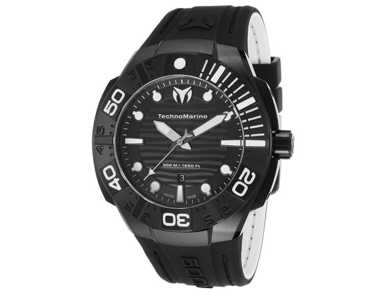 Technomarine mens Reef: Technomarine mens Reef Stainless steel case, Rubber strap, Black dial, Quartz movement, Scratch resistant sapphire, Water resistant up to 50 ATM - 500 meters - 1650 feet Product Code: 513003-39B2A Bra