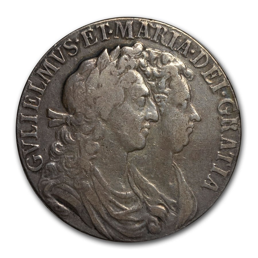 1689 England Silver Half Crown William & Mary VF: 1689 England Silver Half Crown William & Mary VF Product ID: 217336 Year: 1689 Grade: Very Fine Grade Service: None Denomination: 1/2 Crown Mint Mark: Not Shown Metal Content: 0.44 troy o