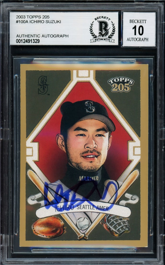 ichiro suzuki autographed 2003 topps 205 card GEM 10 auto beckett 220261: ichiro suzuki autographed 2003 topps 205 card GEM 10 auto beckett 220261 ICHIRO SUZUKI AUTOGRAPHED 2003 TOPPS 205 CARD GEM 10 AUTO BECKETT 220261 RBJ no: 7421718954072