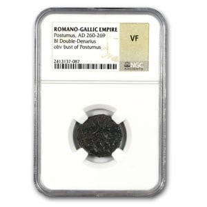 Rome BI Dbl Denarius Postumus (260-269 AD) VF NGC (Random Coin): Rome BI Dbl Denarius Postumus (260-269 AD) VF NGC (Random Coin) Product ID: 56262 Year: Random Grade: Very Fine Grade Service: NGC Denomination: BI Double Denarius Mint Mark: Not Shown Me