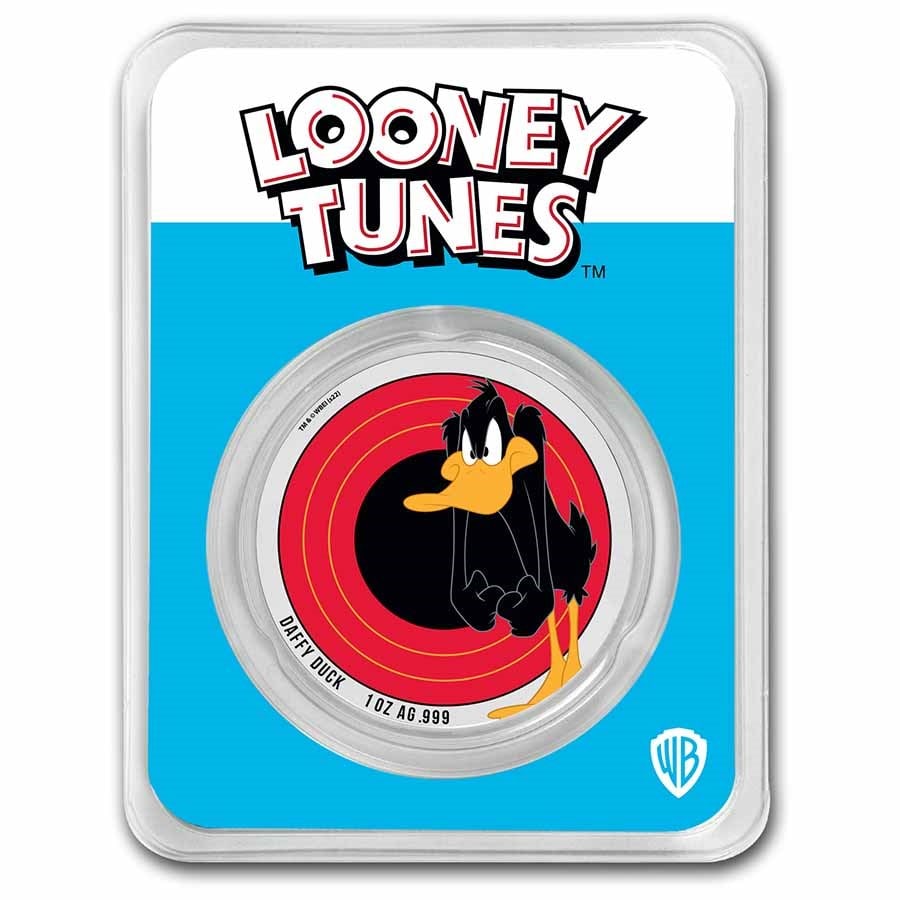 2022 Samoa 1 oz Silver Looney Tunes Daffy Duck Colorized with TEP: 2022 Samoa 1 oz Silver Looney Tunes Daffy Duck Colorized with TEP Product ID: 247641 Year: 2022 Grade: Brilliant Unc Grade Service: None Denomination: 5 Dollars Mint Mark: Not Shown Metal