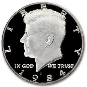 1984-S Kennedy Half Dollar Gem Proof: 1984-S Kennedy Half Dollar Gem Proof Product ID: 6102 Year: 1984 Grade: Proof Grade Service: None Denomination: 50 Cents Mint Mark: S - San Francisco Metal Content: 0 troy oz Pur