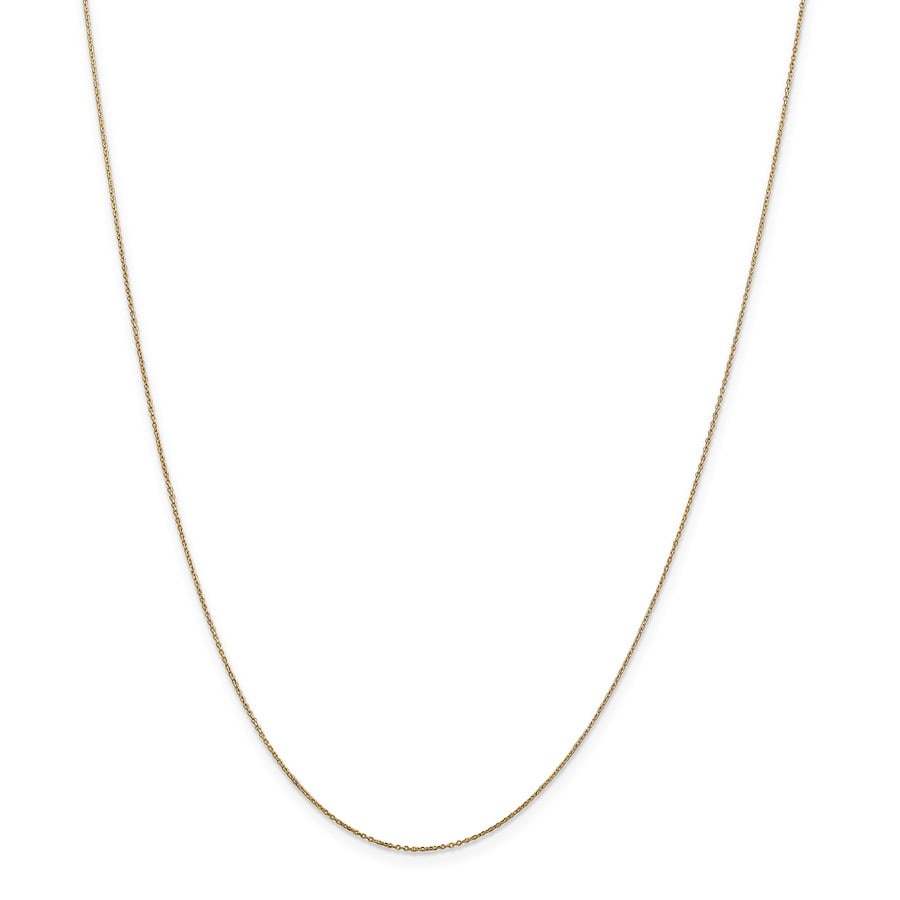 14k Gold .6 mm Solid Diamond-cut Cable Chain Necklace - 20 in.: 14k Gold .6 mm Solid Diamond-cut Cable Chain Necklace - 20 in. Product Id: 163951 Metal: Gold Purity: 14k Length Of Item: 20 in Chain Type: Cable Chain Length: 20 in Chain Width: 0.6 mm <