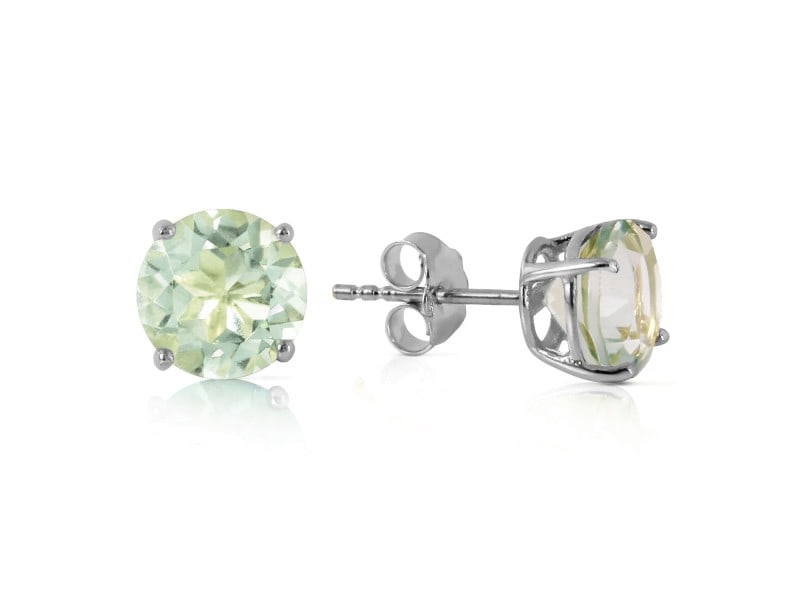 3.1 CTW 14K Solid White Gold Stud Earrings Natural Green Amethyst: 3.1 CTW 14K Solid White Gold Stud Earrings Natural Green Amethyst Product Code: 2587-W Brand Condition: Never Worn Metal: White Gold Size and Fit: 0.3in (7.6mm) 1.24in (31.5mm) Stud earrings are e