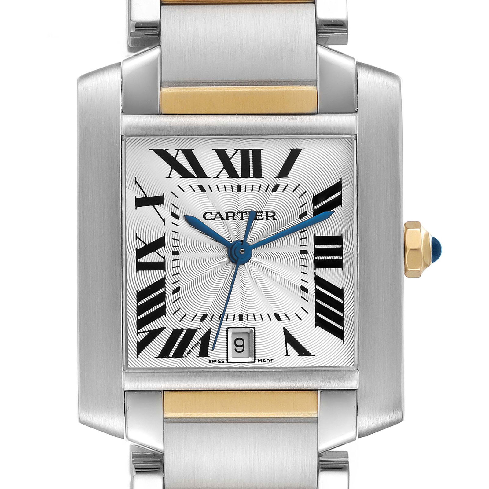 Cartier Tank Francaise Steel Yellow Gold Silver Dial Mens Watch W51005Q4: Cartier Tank Francaise Steel Yellow Gold Silver Dial Mens Watch W51005Q4 RBJ no: 55329 Brand: Cartier Model Name: Cartier Tank Francaise Steel Yellow Gold Silver Dial Mens Watch W51005Q4 Model Number: