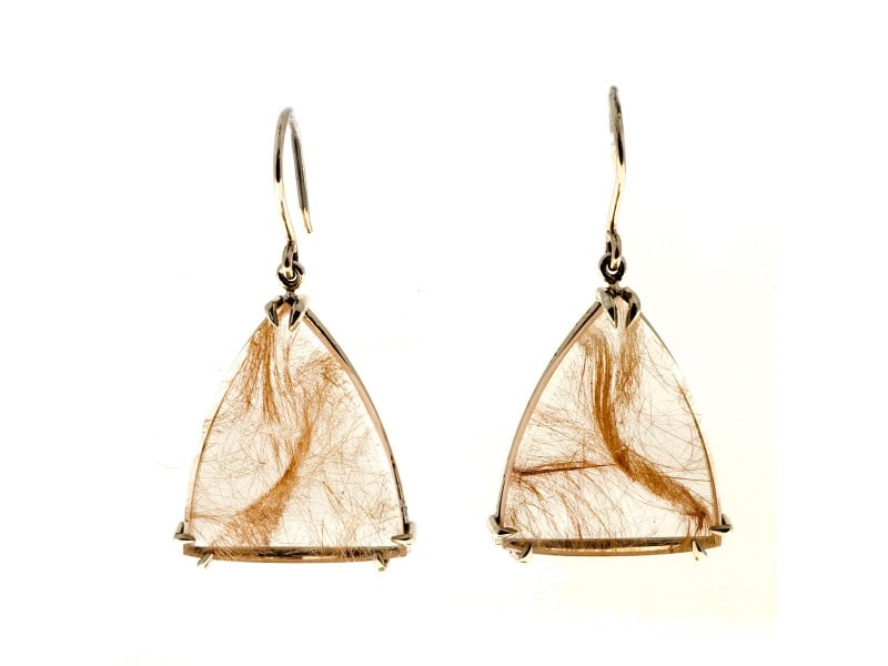 14K White Gold With 26.44ct. Quartz With Pink Rutile Earrings: 14K White Gold With 26.44ct. Quartz With Pink Rutile Earrings 14K White Gold with 26.44ct. Quartz with Pink Rutile Earrings Features: Gender: Womens Condition: Excellent Metal: 14K White Gold Stone: 2