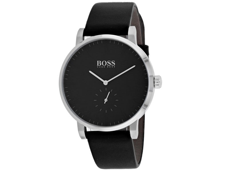 Hugo Boss mens Essence: Hugo Boss mens Essence Product Code: 1513500-39B2A Brand: Hugo Boss Condition: Never Worn Stainless steel case, Leather strap, Black dial, Quartz movement, Scratch resistant mineral, Water resistant u