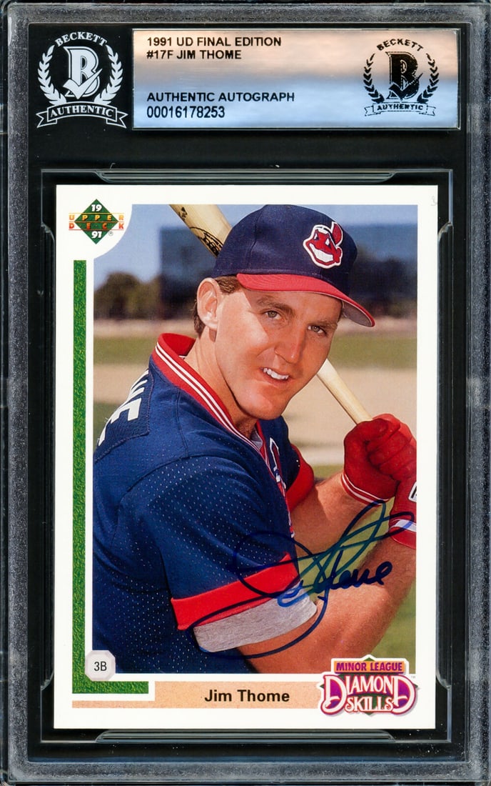 jim thome autographed 1991 upper deck rookie card #17f indians beckett #16178253: jim thome autographed 1991 upper deck rookie card #17f indians beckett #16178253 Jim Thome Autographed 1991 Upper Deck Rookie Card #17F Indians Beckett #16178253 SKU no: RBJ7533460455512