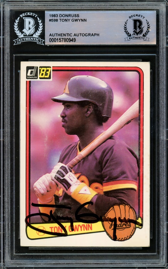 Tony Gwynn Autographed 1983 Donruss Rookie Card #598 Padres Beckett #15780949: Tony Gwynn Autographed 1983 Donruss Rookie Card #598 Padres Beckett #15780949 Tony Gwynn Autographed 1983 Donruss Rookie Card #598 Padres Beckett #15780949 SKU no: RBJ7367139197016