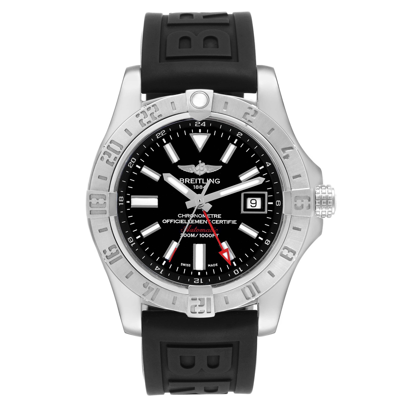 Breitling Aeromarine Avenger II GMT Black Dial Steel Mens Watch A32390: Breitling Aeromarine Avenger II GMT Black Dial Steel Mens Watch A32390 Stock Number: 58463 Brand: Breitling Model Name: Breitling Aeromarine Avenger II GMT Black Dial Steel Mens Watch A32390 Model Num