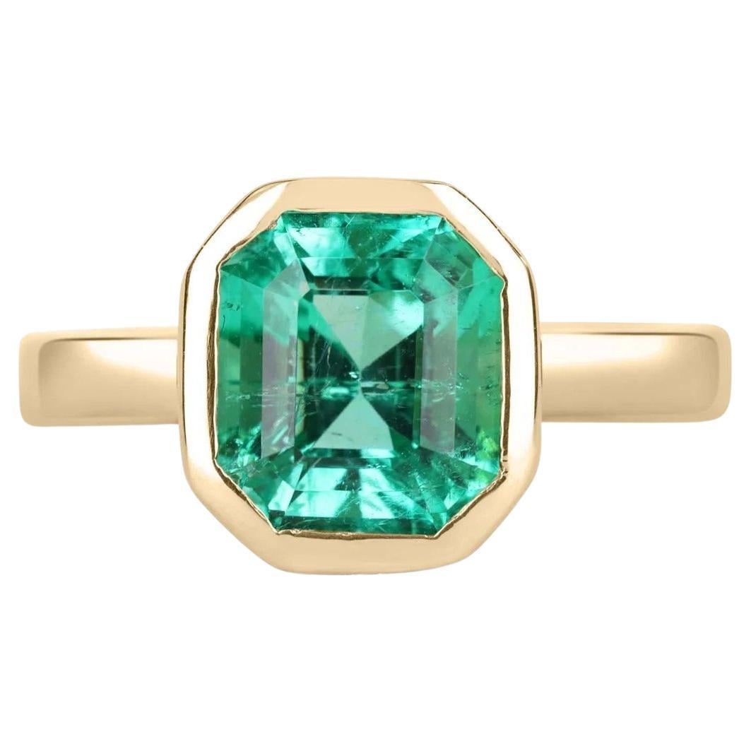 2.06cts 18K Colombian Emerald-Emerald Cut Solitaire Bezel Set Gold Ring: 2.06cts 18K Colombian Emerald-Emerald Cut Solitaire Bezel Set Gold Ring Ring Size: 7 US, Resizable Metal: Gold, 18k Gold, Yellow Gold Stone: Emerald Stone Cut: Emerald Cut Style: Modern Place of O