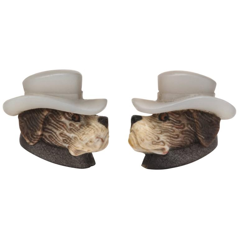 Michael Kanners the Dog in the Fedora Cufflinks: Michael Kanners the Dog in the Fedora Cufflinks Metal: 18k Gold Place of Origin: Germany Period: 2010- Date of Manufacture: 2011 Condition: Excellent. In original box.Pre-owned but in perfect conditio