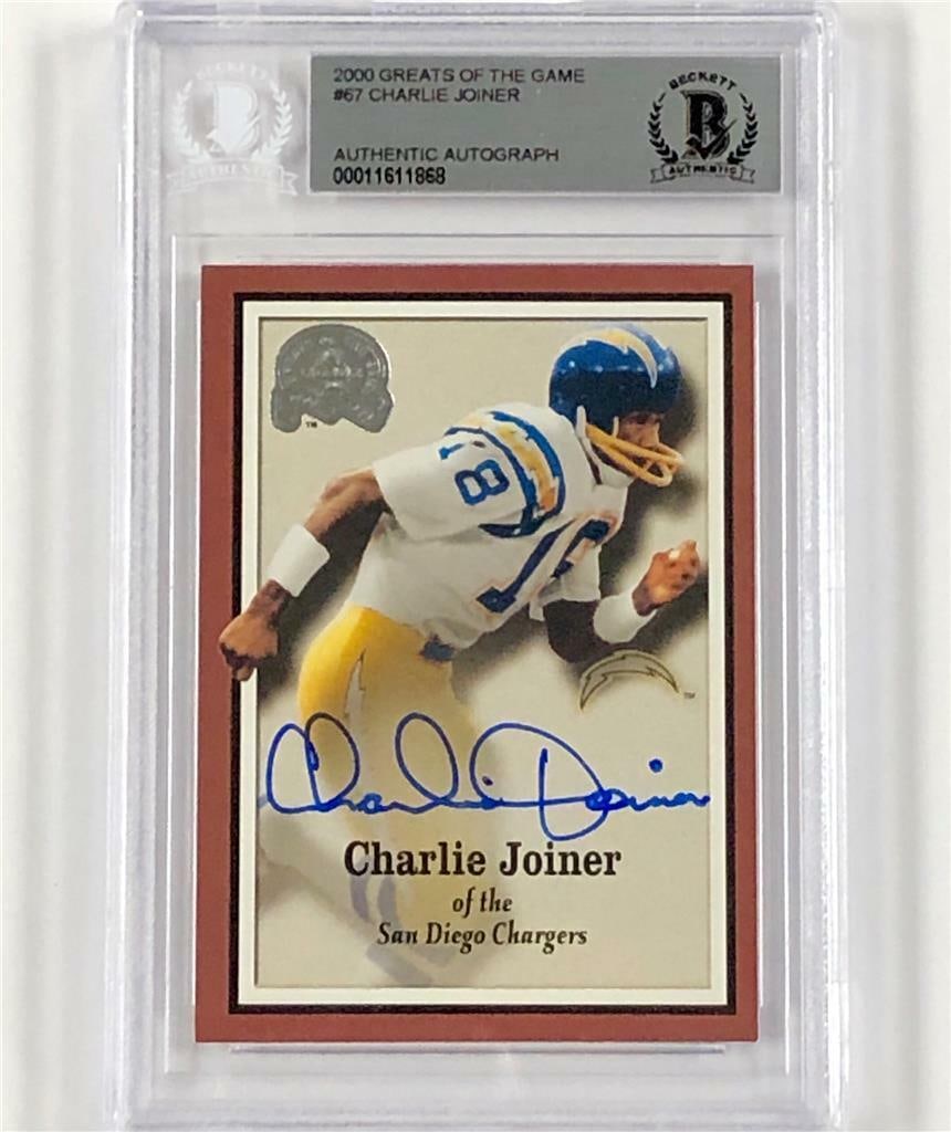 Charlie Joiner signed 2000 Fleer Greats of the Game Chargers auto card BGS BAS: Charlie Joiner signed 2000 Fleer Greats of the Game Chargers auto card BGS BAS Charlie Joiner signed 2000 Fleer Greats of the Game Chargers auto card BGS BAS SKU no: RBJ7241750380632