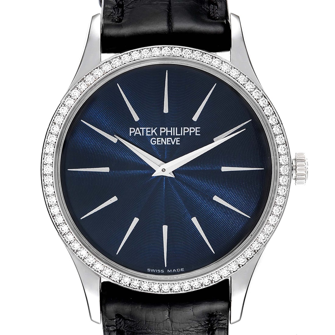 Patek Philippe Calatrava White Gold 33mm Midsize Diamond: Patek Philippe Calatrava White Gold 33mm Midsize Diamond Stock Number: RBJ40536 Brand: Patek Philippe Model Name: Patek Philippe Calatrava White Gold 33mm Midsize Diamond Watch 4896 Model Number: 4896