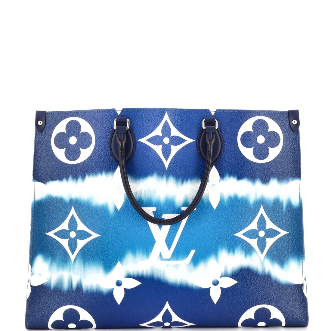 Louis Vuitton OnTheGo Tote Limited Edition Escale Monogram Giant GM: Louis Vuitton OnTheGo Tote Limited Edition Escale Monogram Giant GM Exterior Color: Blue Interior Color: Blue Exterior Material: Canvas Coated Interior Material: Fabric Hardware Color: Silver Acce