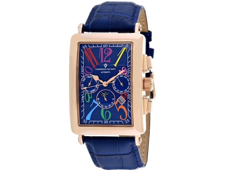 Christian Van Sant Mens Prodigy: Christian Van Sant Mens Prodigy Stainless steel case, Leather strap, Blue dial, Automatic movement, Scratch resistant mineral, Water resistant up to 5 ATM - 50 meters - 165 feet SKU no: RBJ CV9144-39B
